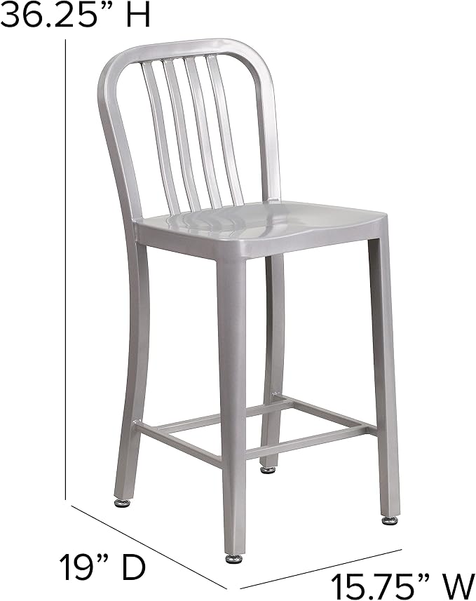 Flash Furniture Gael Commercial Grade 2 Pack 24" High Silver Metal - Image 3
