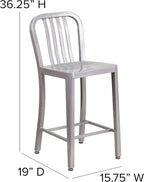 Flash Furniture Gael Commercial Grade 2 Pack 24" High Silver Metal - Image 3