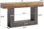 LITTLE TREE 63 Inches Long Console Table, 2-Tier Farmhouse Sofa Table Behind - Image 2