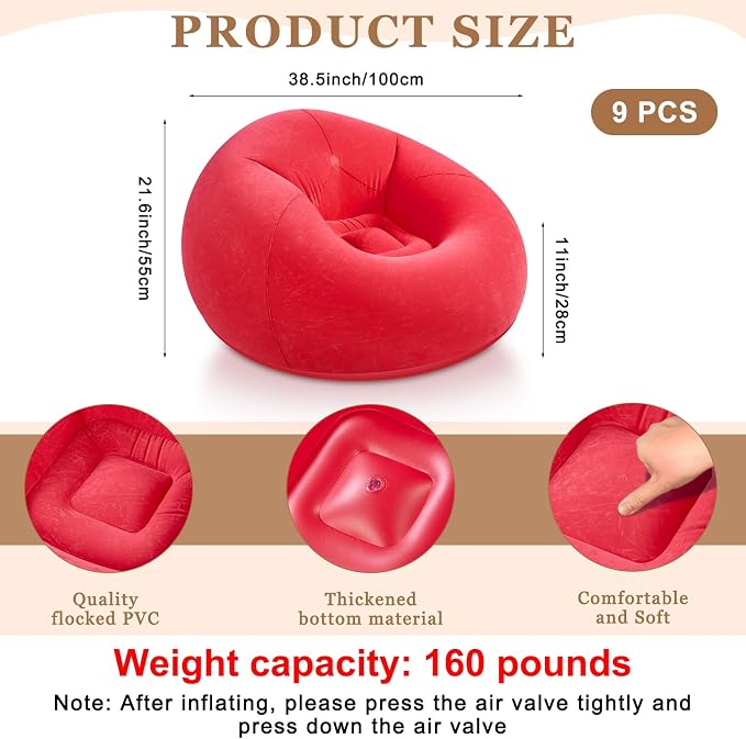 Realspring 6 9 12 Pcs Inflatable Bean Bag Chairs - Image 2