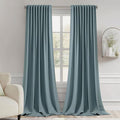 MIULEE Greyish Blue Back Tab Blackout Curtains 52x102 Inch Long 2 Panel Set | by MIULEE