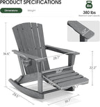 Adirondack Rocking Chair with Retractable Ottoman, Outdoor Folding Adirondack - Image 3
