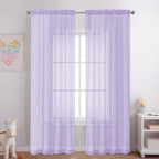 Lavender Sheer Curtains 84 Inches Long 2 Panels by OVZME