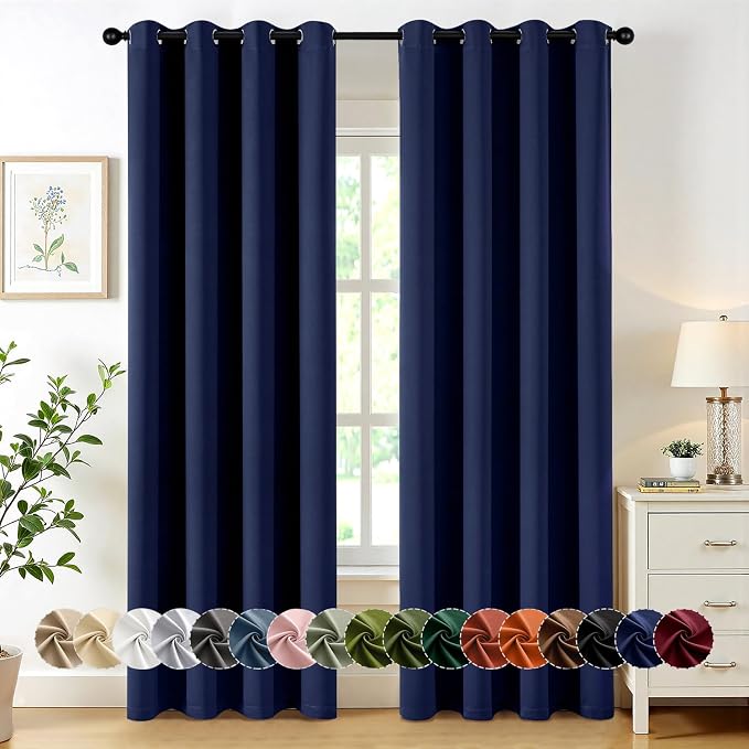 MIULEE Blackout Curtains for Bedroom 2 Panels 50 x 84 Inch Long Navy Blue | by MIULEE