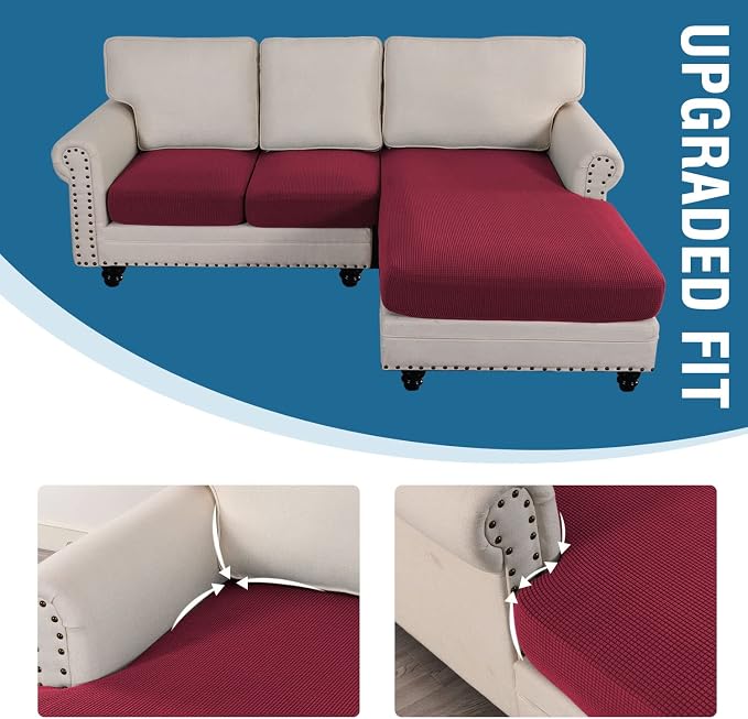 H.VERSAILTEX Sectional Couch Covers 3 Pieces Sofa Seat Cushion Covers L Shape - Image 7