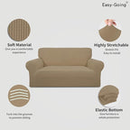Easy-Going Stretch Loveseat Couch Covers Washable Tan | 1-Piece Loveseat Covers - Image 3