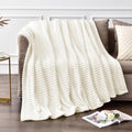 BEDELITE 3D Ribbed Jacquard Cream Fleece Twin Blanket by BEDELITE