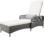 COSTWAY PE Rattan Chaise Lounge Chair, 6 Gear Adjustable Recliner by COSTWAY
