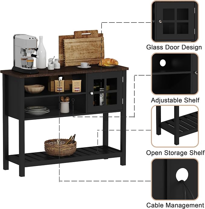 ChooChoo Farmhouse Coffee Bar Cabinet, Buffet Cabinet - Image 6