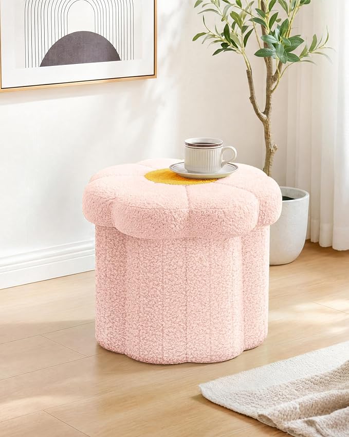 B FSOBEIIALEO Storage Ottoman Foldable, Sunflower Shaped Small Footrest - Image 8