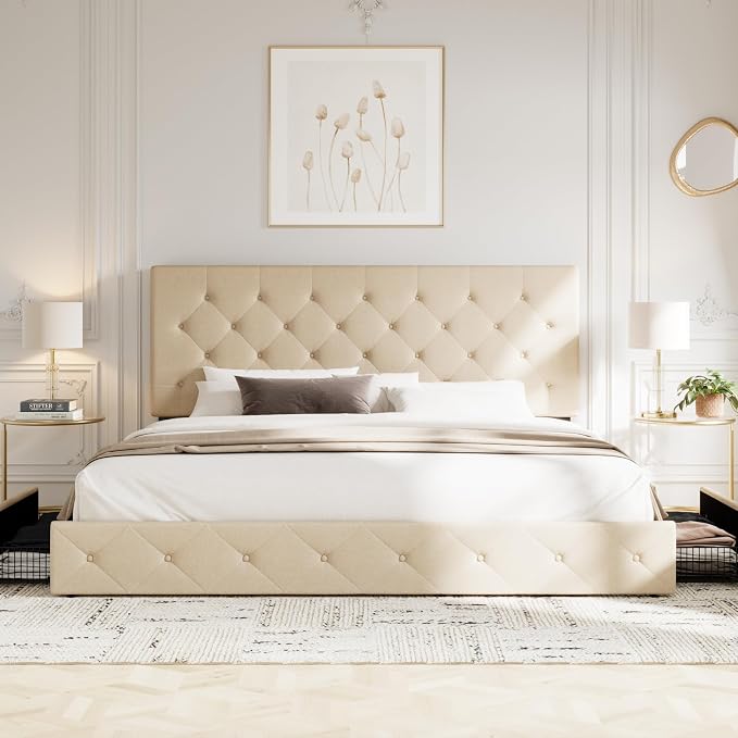 Allewie Upholstered King Size Platform Bed Frame - Image 3