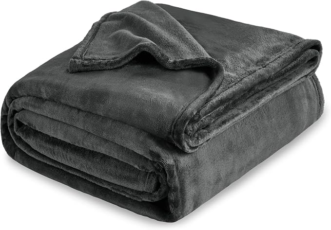 Bedsure GentleSoft Fleece Blankets King Size Dark Grey by Unknown