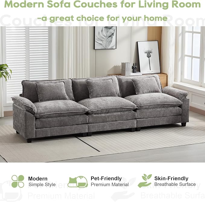 Oprisen 120" Modular Sectional Sofa, Comfy Cloud Couch Sectional Sofa, Chenille - Image 7