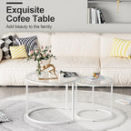 aboxoo White Nesting Glass Table Set of 2, Small Glass Round Nesting Tables - Image 4