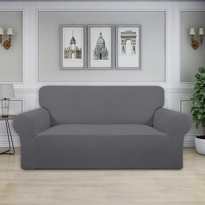 Easy-Going Stretch Oversized Loveseat Couch Covers Washable Grey | 1-Piece - Image 2
