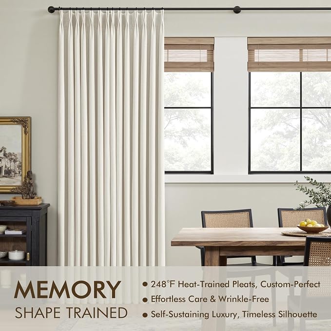 MIULEE Natural Extra Wide Pinch Pleated Blackout Curtains 60x96 Inches | Memory - Image 3