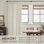 MIULEE Natural Pinch Pleated 100% Blackout Linen Curtains 40x108 Inches | Room - Image 3