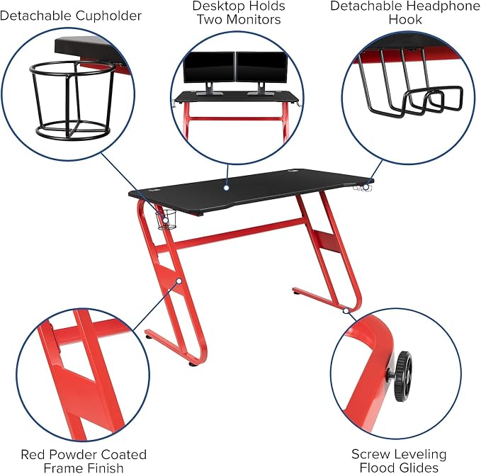 Flash Furniture Fisher Red Gaming Ergonomic Desk - Image 4