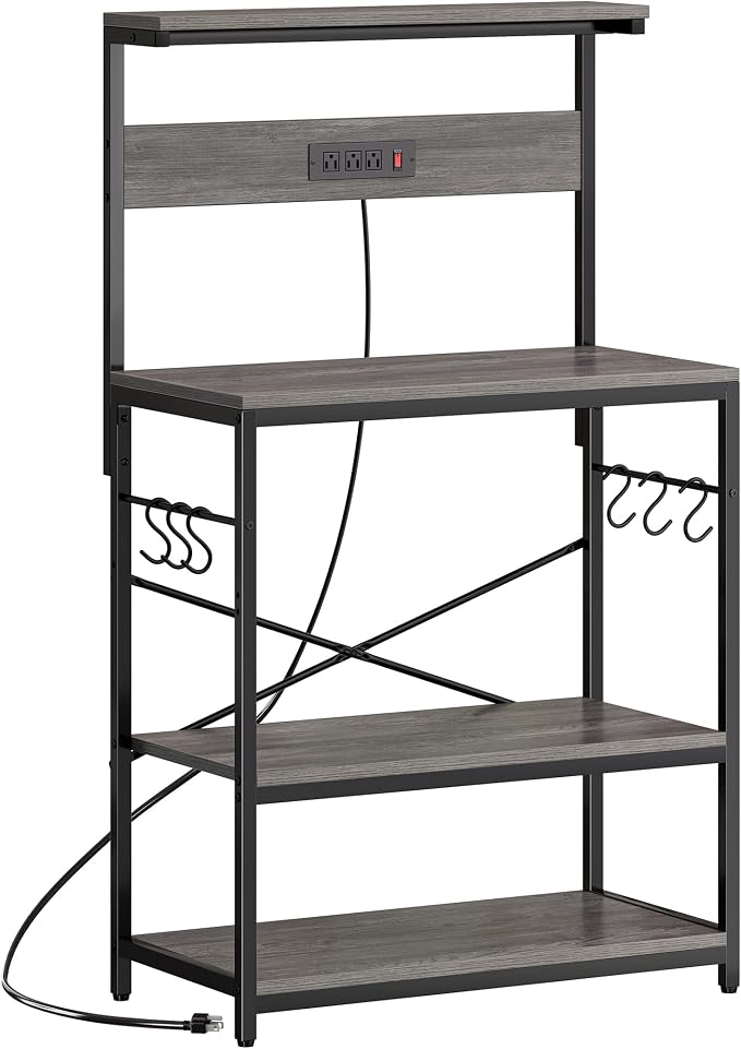 SUPERJARE Bakers Rack with Power Outlets, Microwave Stand, 31.5 X 16.5 Inch by SUPERJARE