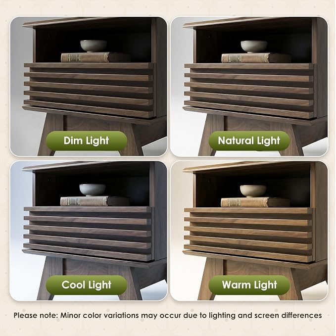 AODK 18.9" Wide Fluted Nightstand Set of 2, End Table - Image 8