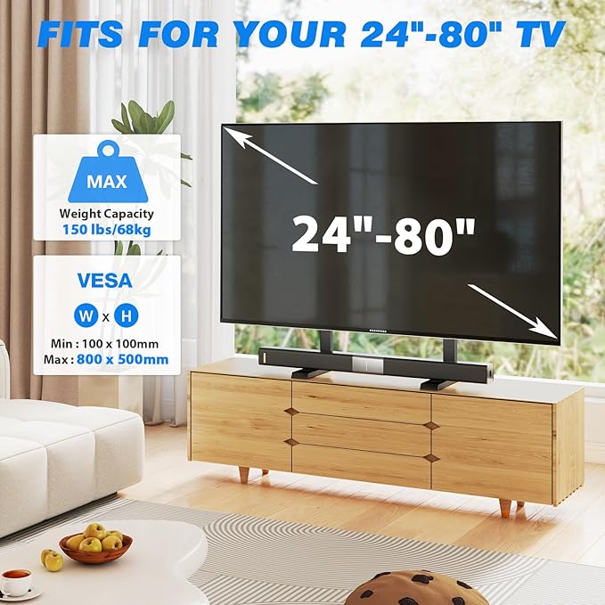 Rfiver Universal TV Stand Base for 24-80 Inch TVs, Table Top TV Stand - Image 2