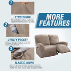 H.VERSAILTEX Velvet Stretch Recliner Couch Covers 6-Pieces Recliner Loveseat - Image 4