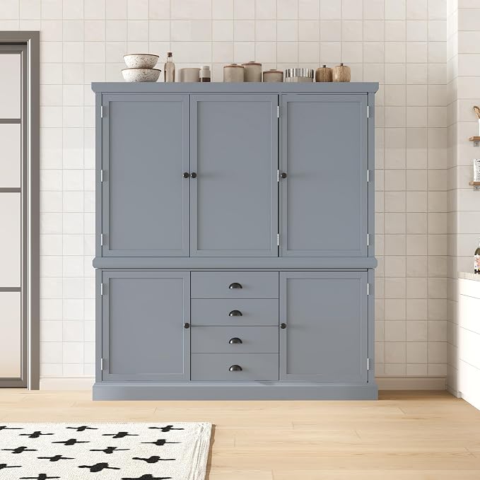 VilroCaz Freestanding Large Kitchen Pantry, Wooden Kitchen Organizers and - Image 3