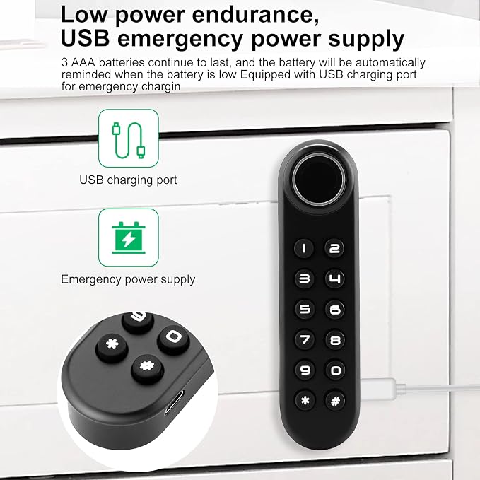 Fingerprint Cabinet Lock, Smart Electronic Cabinet Locks, Combination Password - Image 4