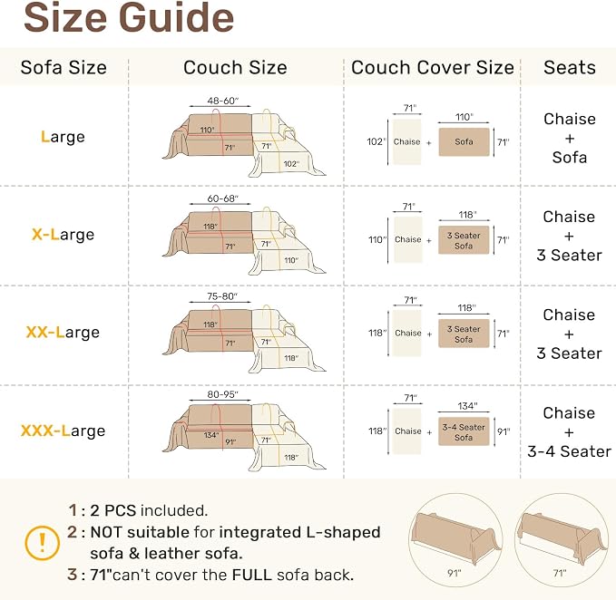 2 Pieces Sectional Couch Covers L Shaped Cover XL Light Sage | Thick Washable - Image 2