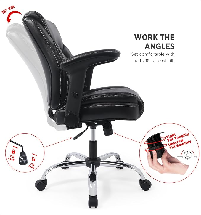 Ergonomic Heavy Duty Mid-Back Padded Bonded Leather Padded - Image 9