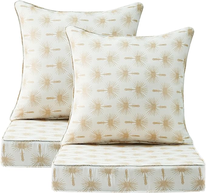 Outdoor Deep Seat & Back Cushion Set, 24 x 24 Inch Water Repellent and Fade by Supflourishia