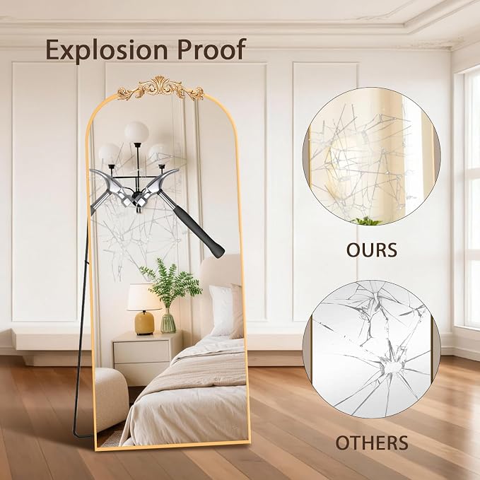 MISSDAY Vintage Baroque Full Length Mirror, Full Metal Frame Stand Up Retro - Image 5