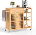 Giantex Bamboo Kitchen Island Cart, Mobile Serving Cart by Giantex