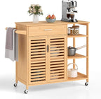 Giantex Bamboo Kitchen Island Cart, Mobile Serving Cart by Giantex