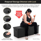 DocSafe Storage Ottoman Bench, Fireproof＆Waterproof Folding Bench - Image 6