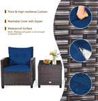 HAPPYGRILL 3 Pieces Patio Conversation Set, Outdoor Furniture Set PE Rattan - Image 4