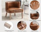 Brown Leather Barrel Chairs Set of 2 - Image 5