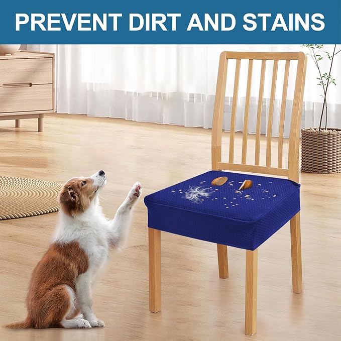 Smiry Waterproof Seat Covers for Dining Room Chairs Set of 2, Stretch Jacquard - Image 6