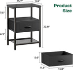 Huuger Night Stand with Fabric Drawer, Side Table with Mesh Shelf, Bedroom - Image 3