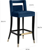 Tov Furniture Hart Tufted Seat Upholstered Velvet Bar Stool - Image 3
