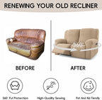 Recliner Loveseat Covers, 4-Piece Stretch Geometric Strokes Jacquard Reclining - Image 6