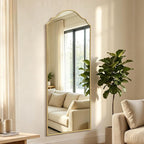 Besdomus Scalloped Full Length Mirror: 21"x56" Gold Arched Floor Mirror - Image 6