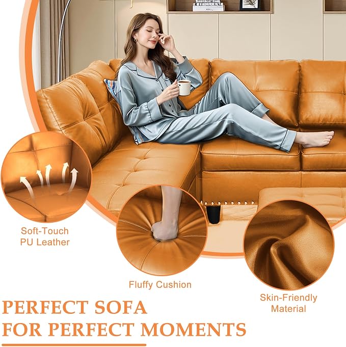 Wakefit Sectional Sofa Couch, Modern 4-Seaters Living Room Furniture Sets - Image 3