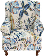 HAOYONG Wing Chair Slipcovers Stretch Wingback Chair Covers Printed 2 Pieces by HAOYONG