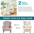 KRFOONN Wingback Chair Covers Slipcovers 2 Piece Stretch Wing Chair Covers - Image 4