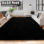 Amdrebio Black Furry Large Area Rug 8x10 - Image 6
