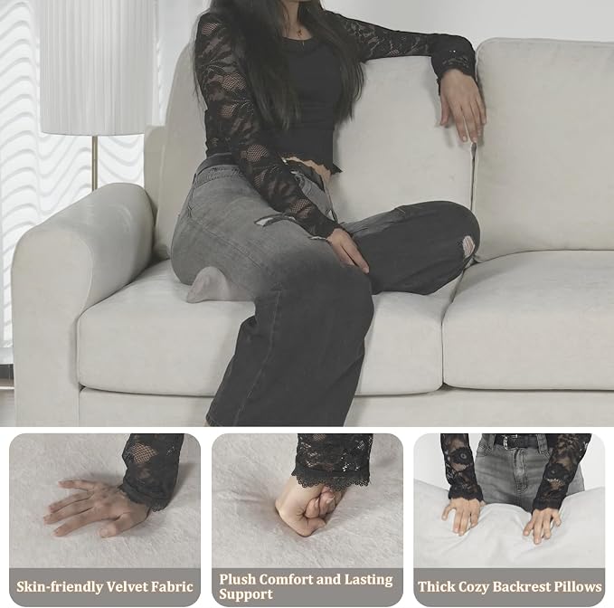 EASE MOOSE 70.6" Modern Deep Seat Loveseat Couch, Soft Velvet Sofa - Image 7