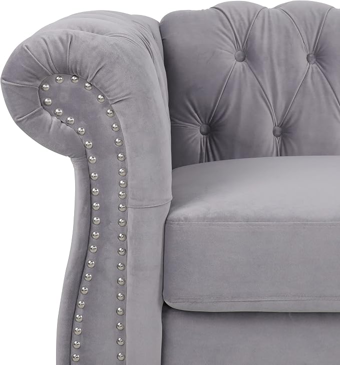 RARZOE Modern 2 Pieces Living Room Sofa Set, Contemporary Tufted Button Velvet - Image 4
