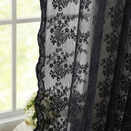 YJ YANJUN Vintage Lace Curtains 90 Inches Long- Victorian Floral Pattern Black - Image 4