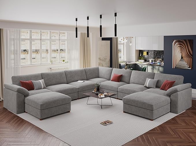 EASE MOOSE Oversized Sectional Modular Sofa, U Shape Sectional Couch Wide Deep by EASEMOOSE